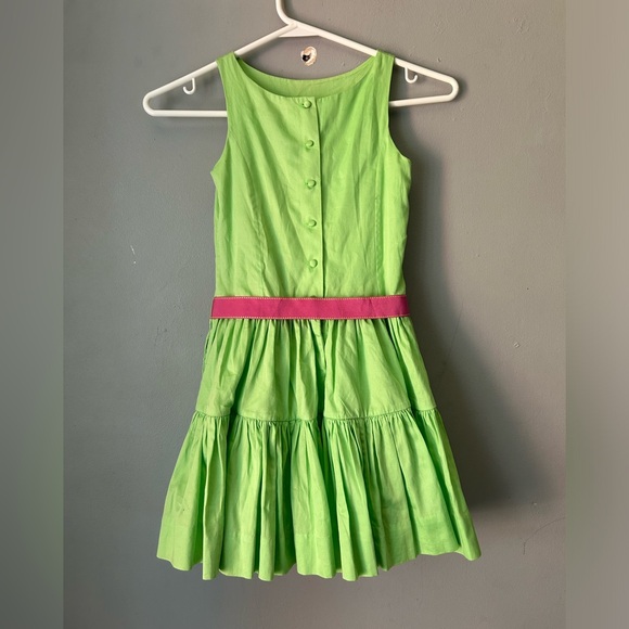Ralph Lauren girls green dresses with pink bow. Size 6. Great condition! - Picture 2 of 5